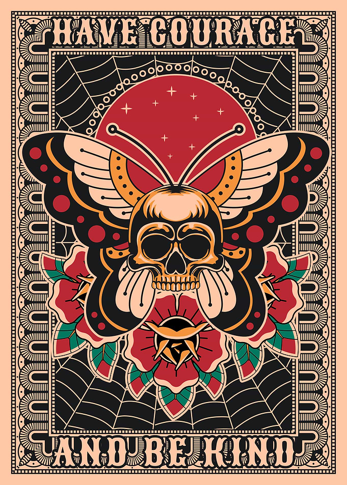 Skull Butterfly Tattoo Art