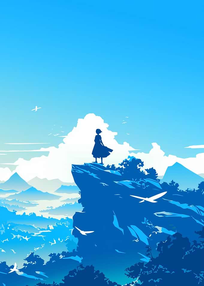 Silhouette Girl on Clifftop