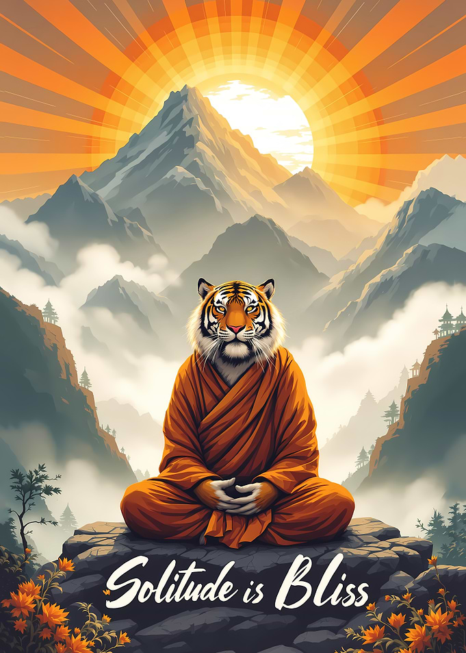 Solitude is Bliss - Tiger Monk in Mountains