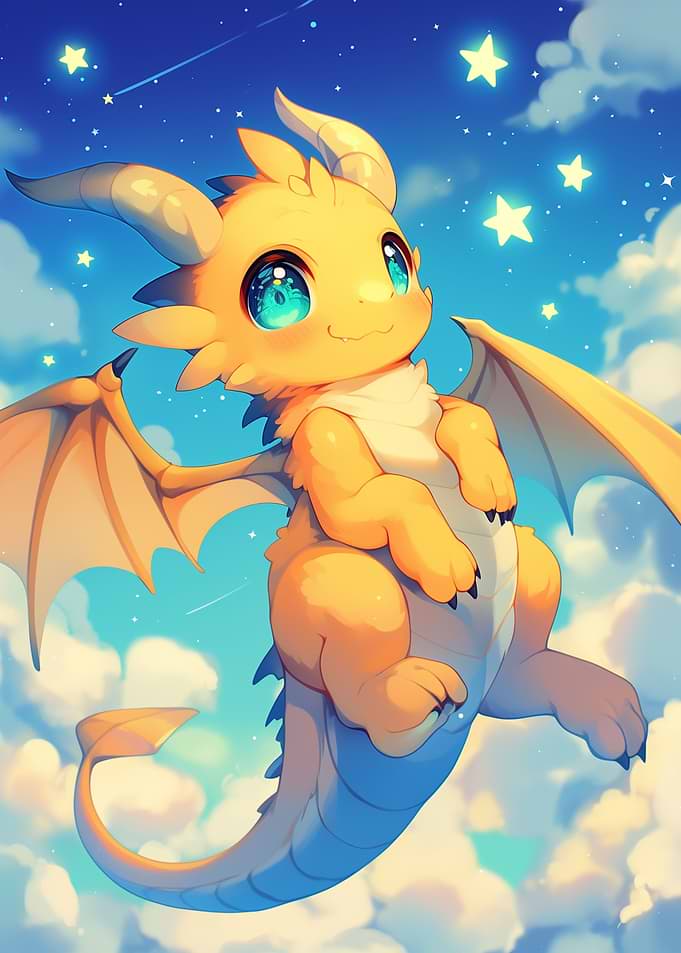 Cute Dragon in the Sky