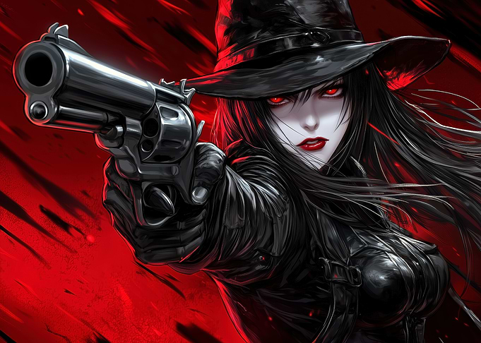 Dark Anime Girl with Gun
