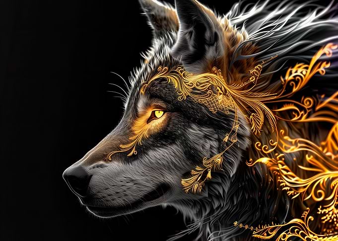 Golden Wolf Portrait