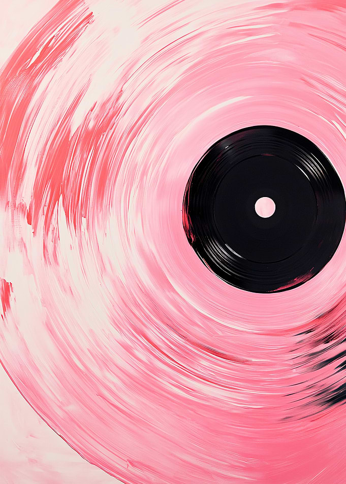 Pink and Black Abstract Painting