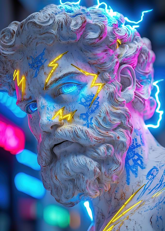 Neon Zeus Bust