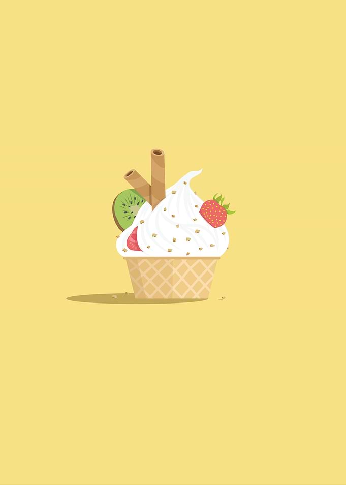 Ice Cream with Kiwi and Strawberry