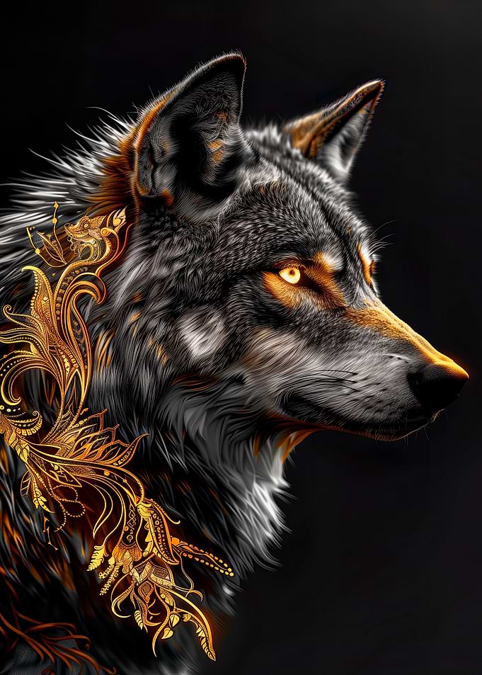 Golden Wolf Portrait