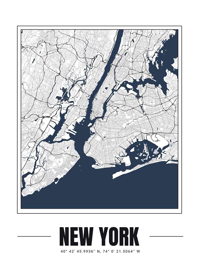 Carte minimaliste de New York – Décoration murale élégante