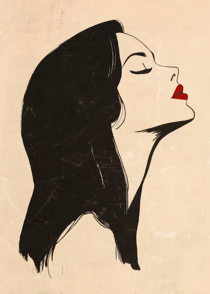 Woman with Red Lips