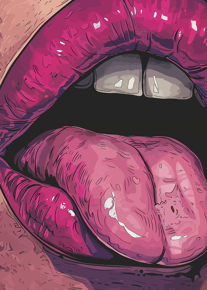 Glossy Lips and Tongue