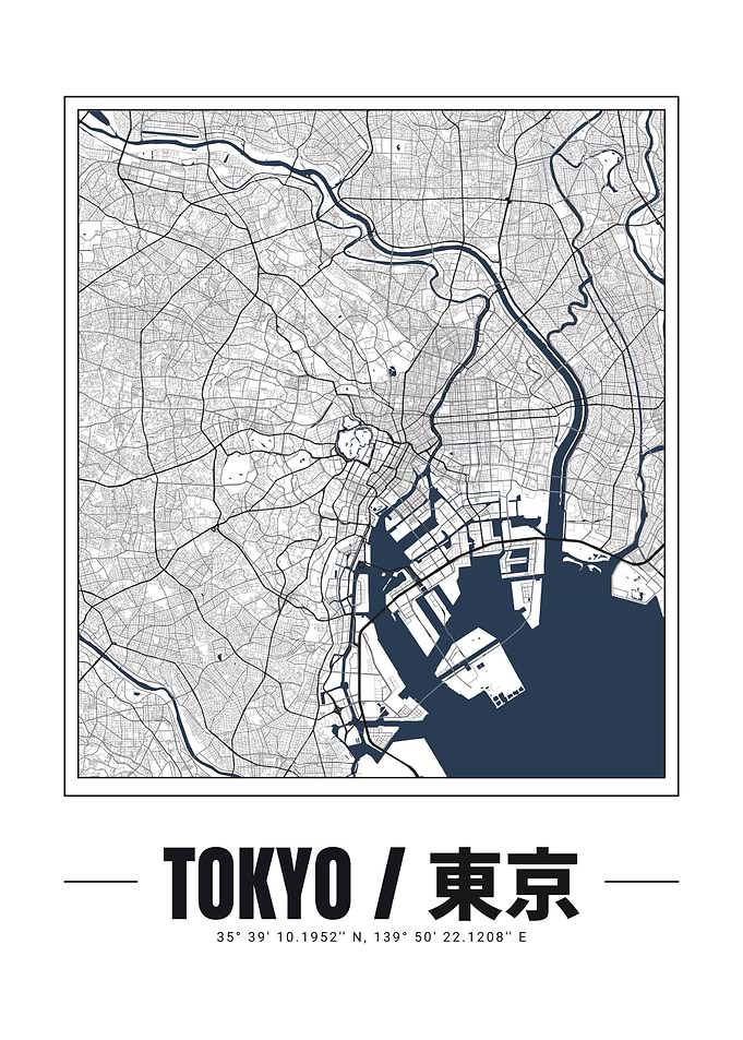 Tokyo City Map Print