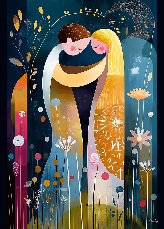 The Kiss Reimagined: Abstract Romantic Art