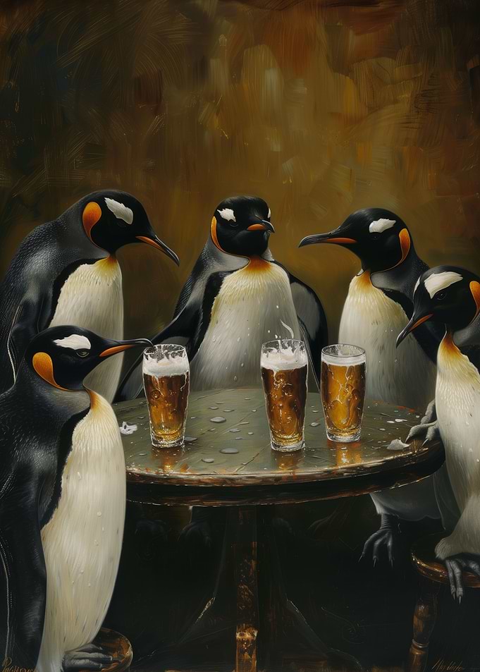Penguins Beer In A Tavern
