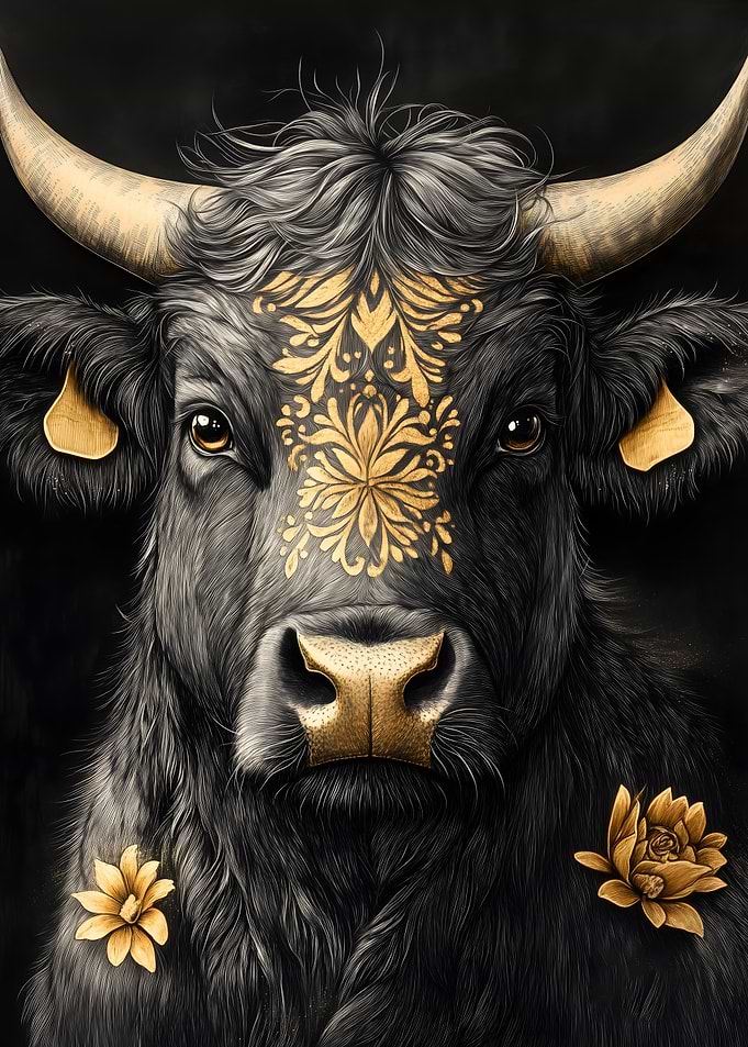 Golden Bull Portrait Animal