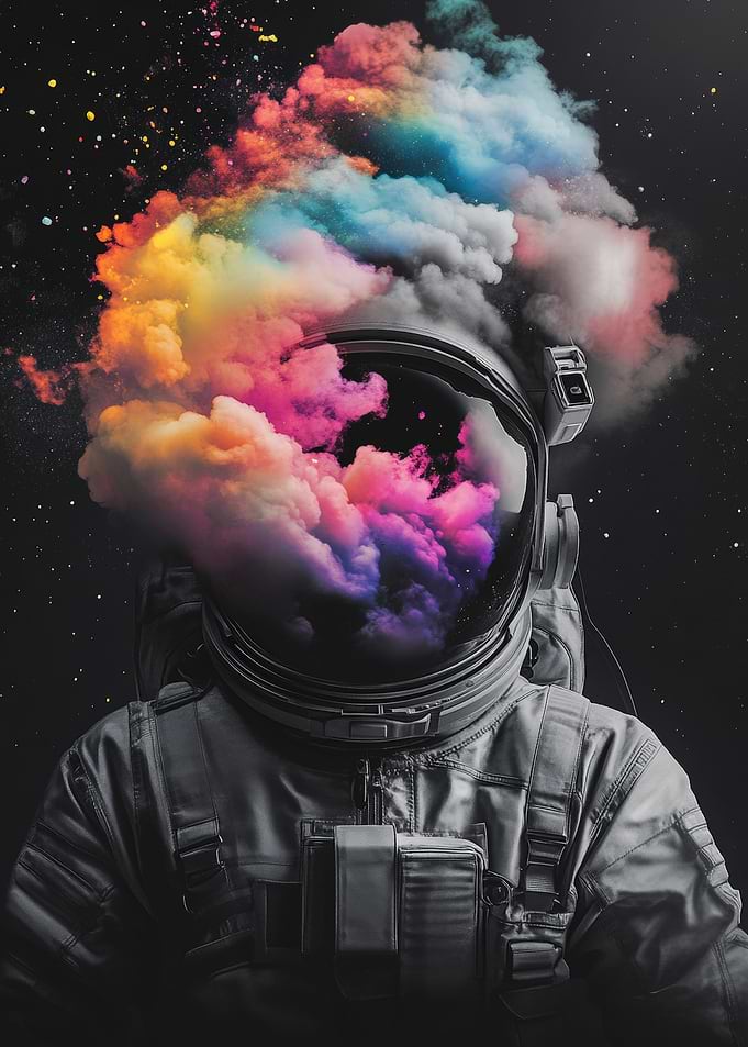 Astronaut With Colorful Nebula