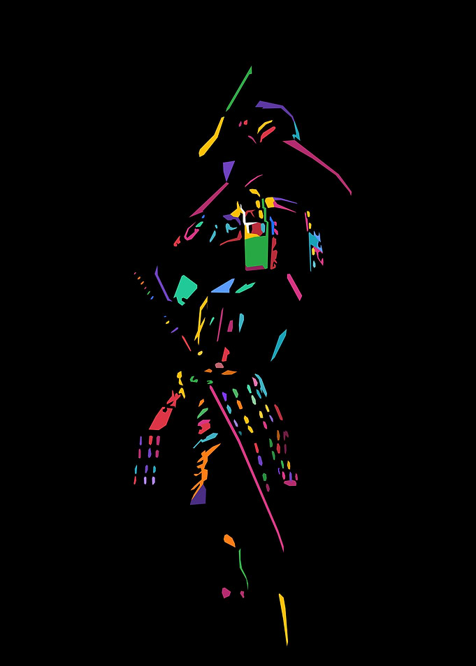 Colorful Samurai Silhouette