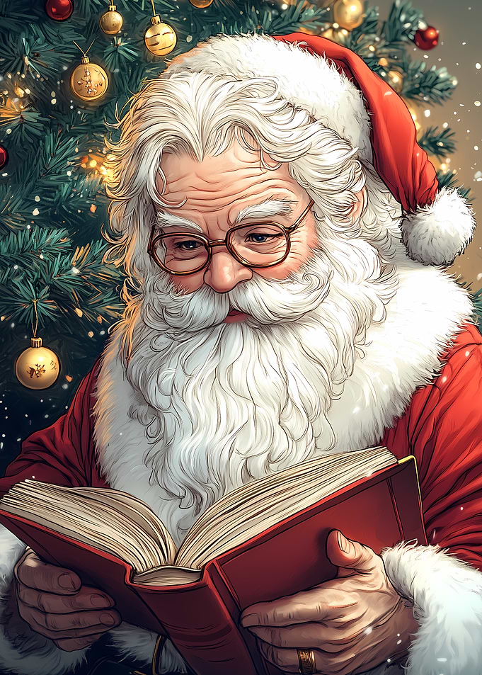 Santa Claus Reading Christmas Funny