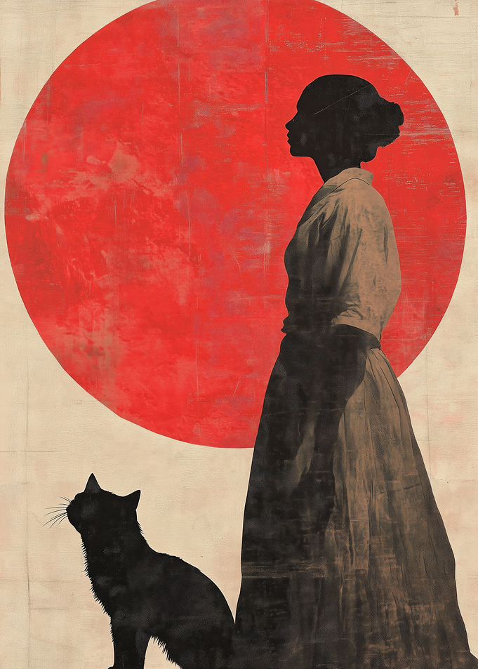 Silhouette Woman and Cat