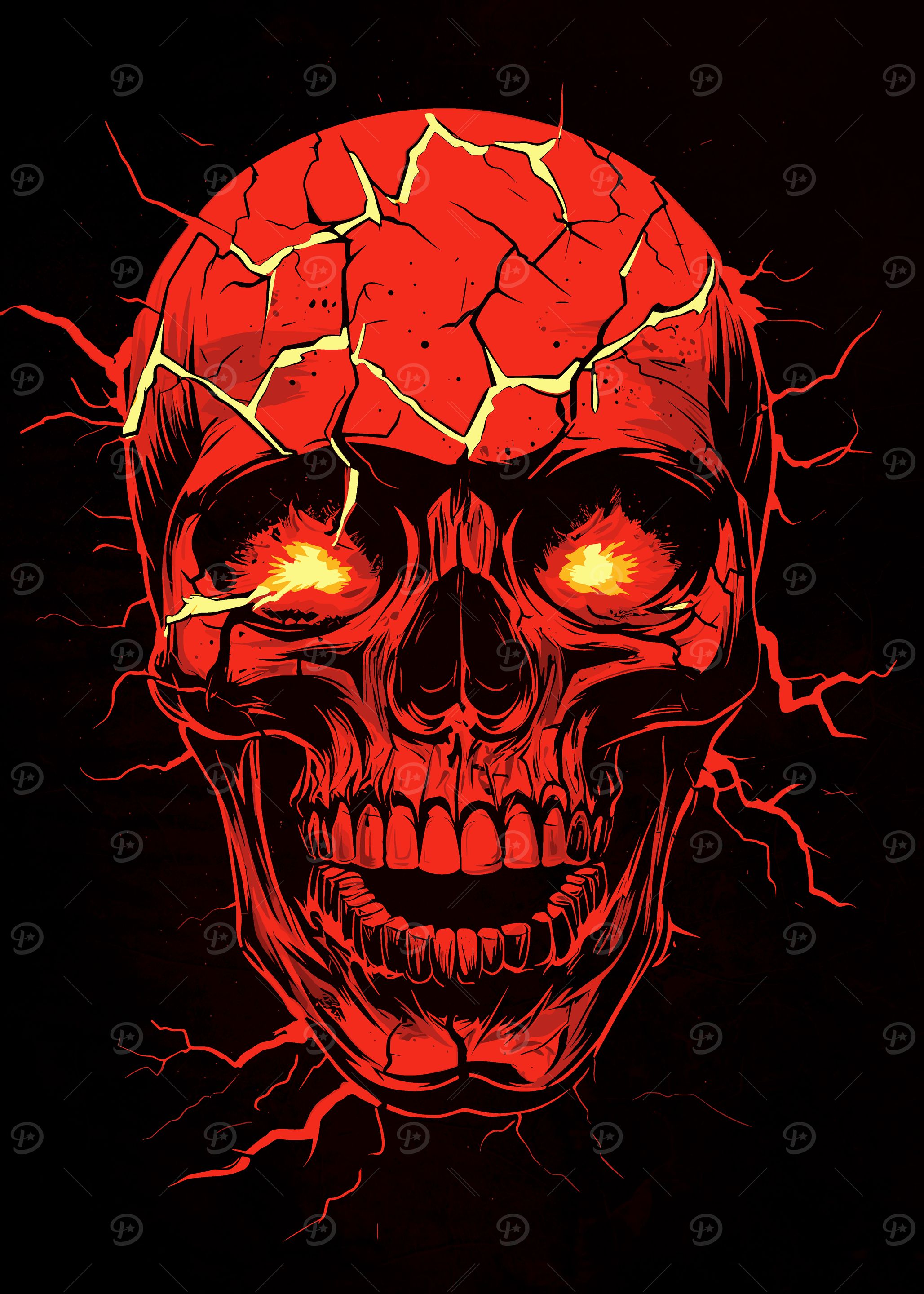 Red Skull with Fire Eyes