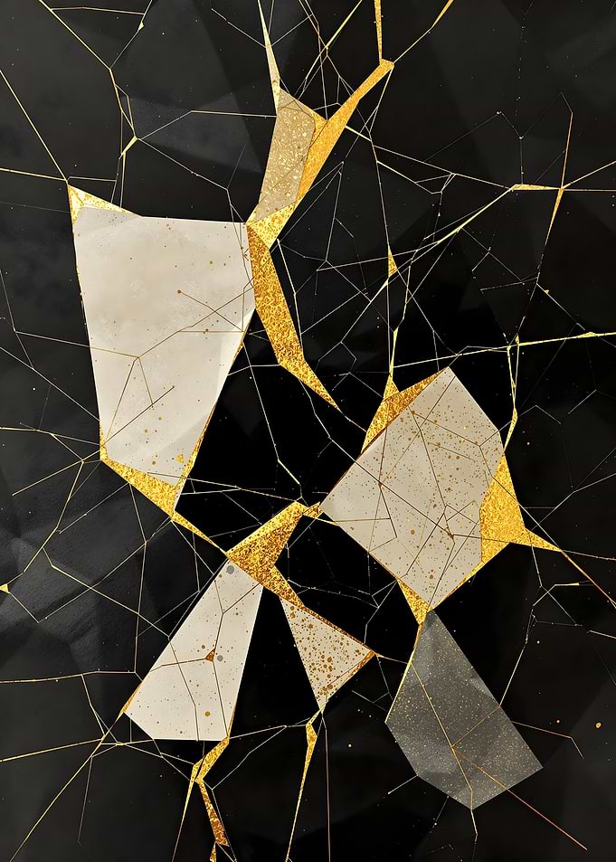 Gold Crackle Abstract Art