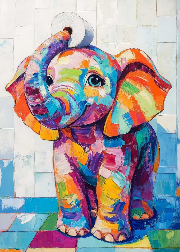 Colorful Elephant with Toilet Paper