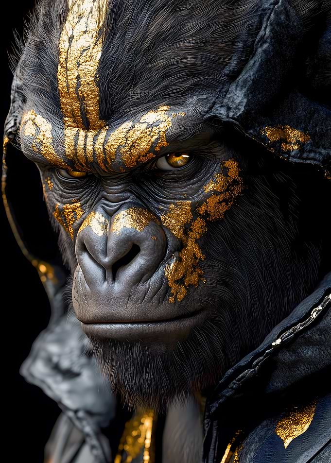 Golden Gorilla Portrait Animal