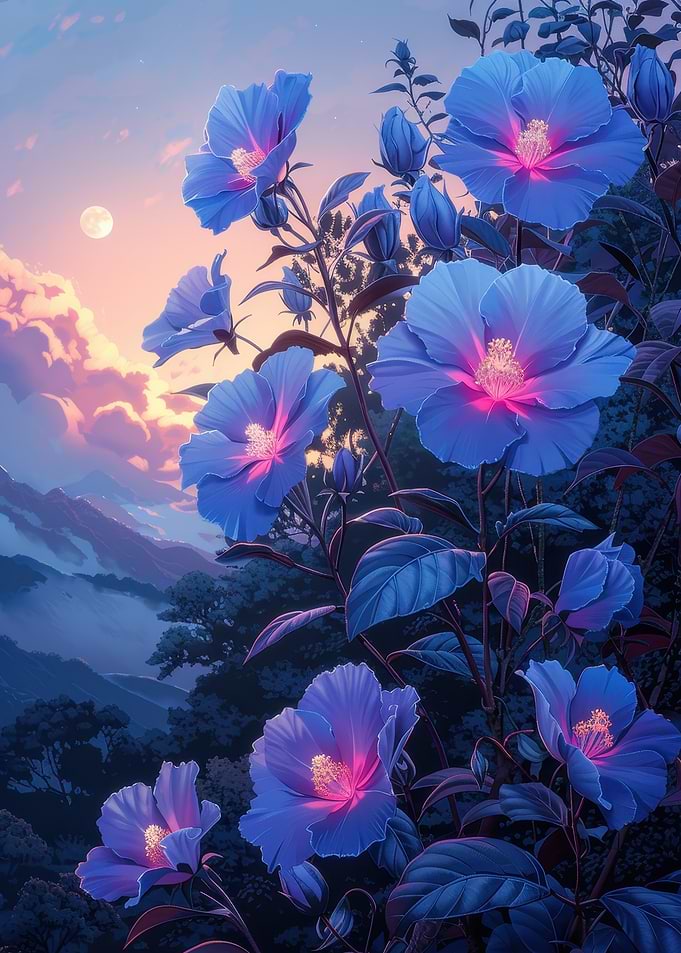 Moon Flowers at Dusk
