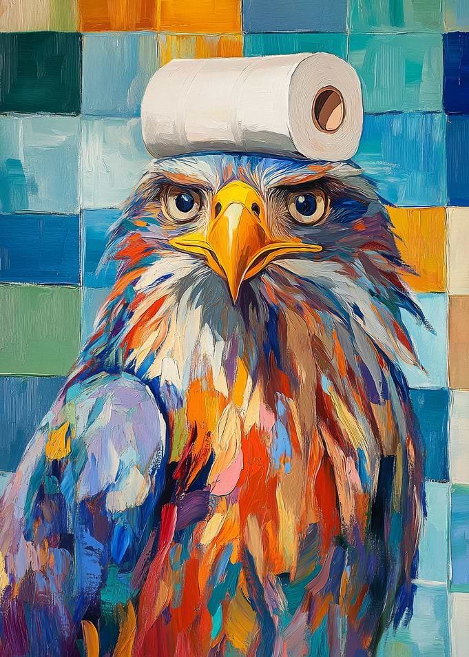 Eagle with Toilet Paper Hat