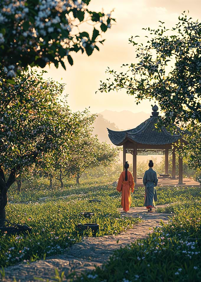 Two Figures in a Garden