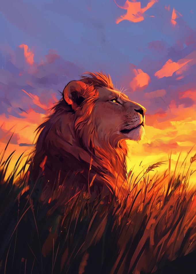 Lion at Sunset