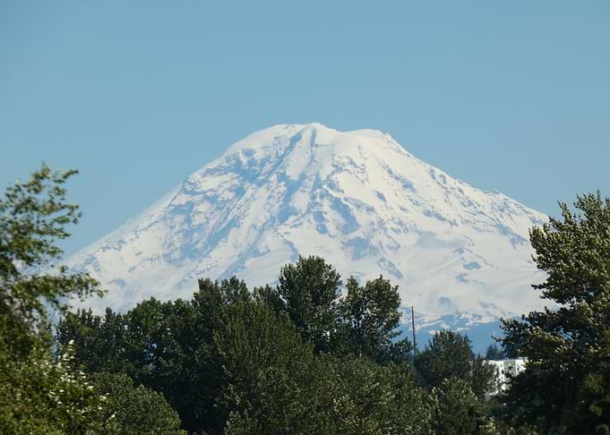 Snow-capped Mount Rainier in Washington