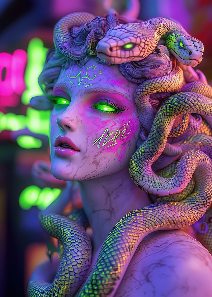 Medusa Neon Art