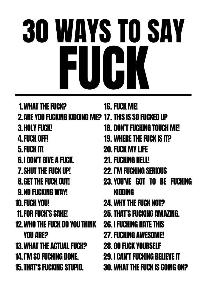 30 Ways to Say Fuck