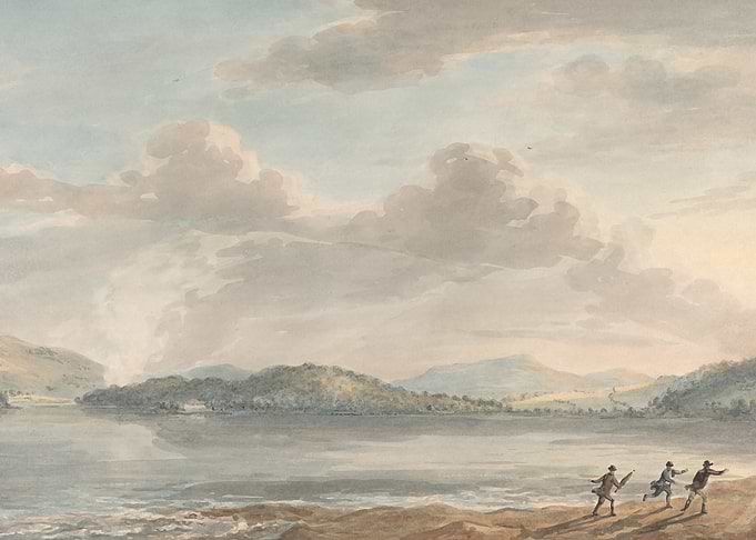 Watercolor Landscape with Figures