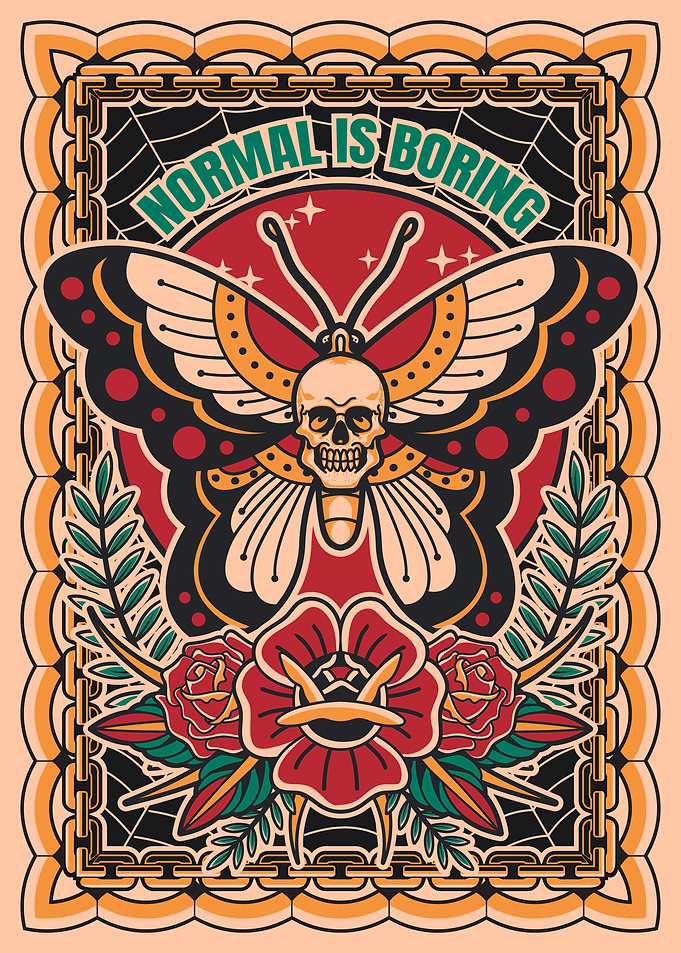 Skull Butterfly Tattoo Design
