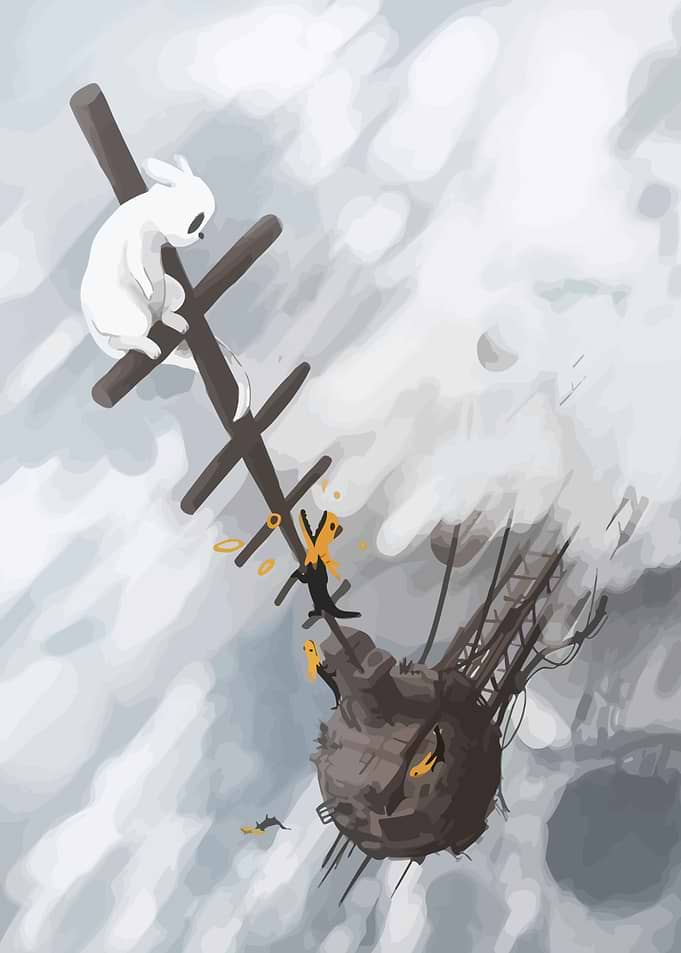 White Creature on Ladder