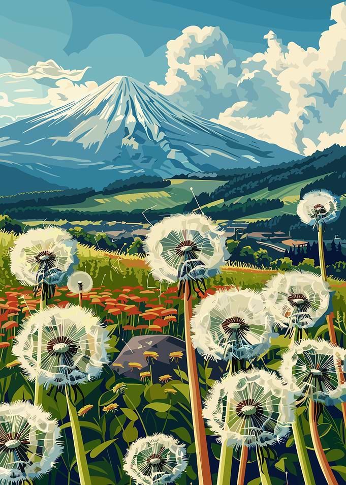 Mount Fuji Dandelion Field
