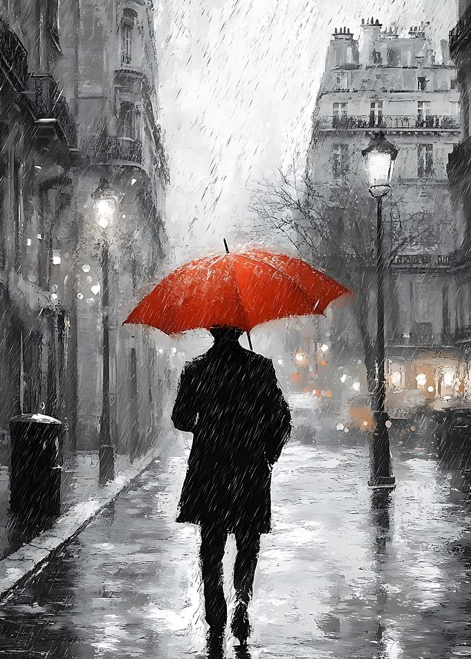 Rainy Parisian Street