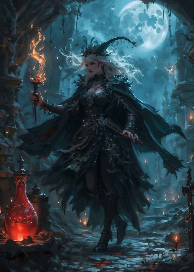 Dark Fantasy Woman with Torch