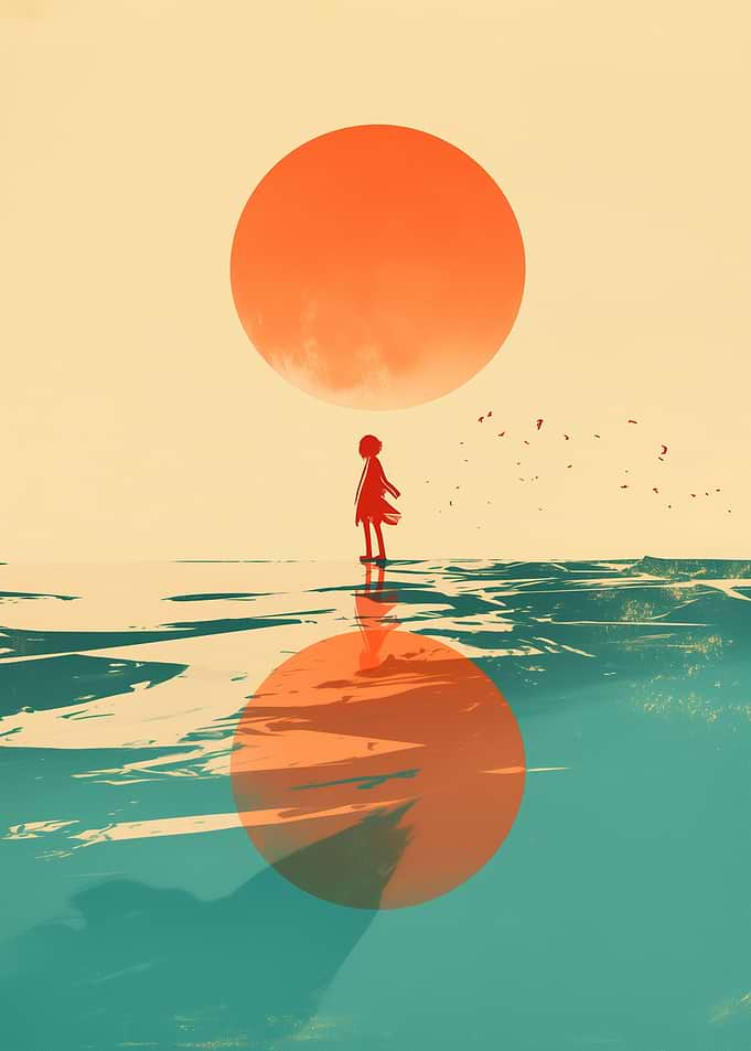 Silhouette Under a Red Sun