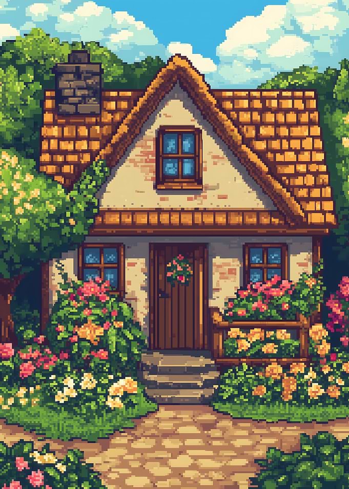 Pixelated Cottage Garden