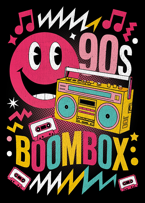 90s Boombox — living room metal wall art