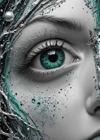 Close-up Eye with Teal Makeup