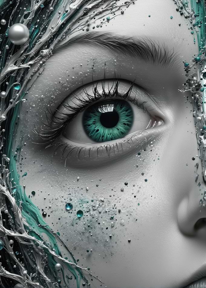 Close-up Eye with Teal Makeup