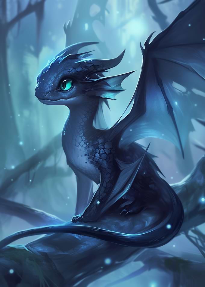 Blue Dragon in Forest