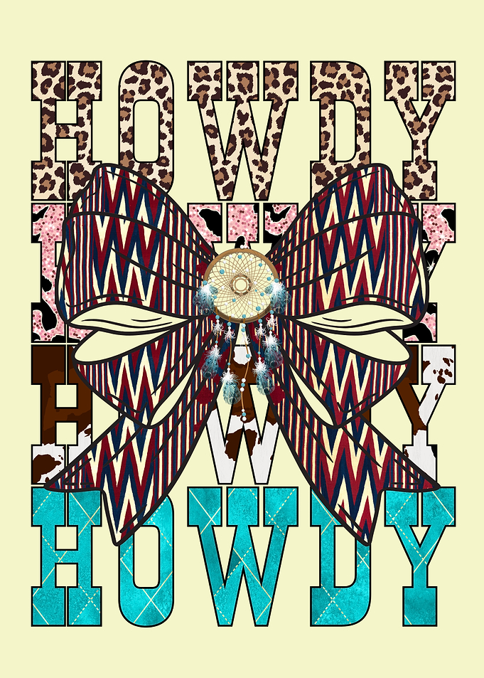 Pink Turquoise Howdy Bow Graphic