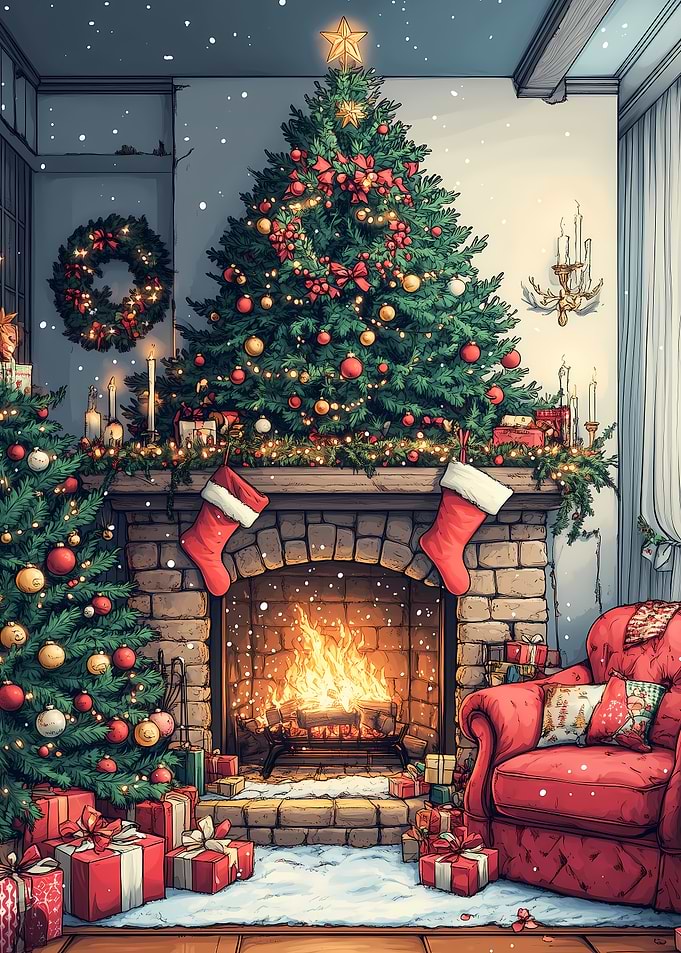 Cozy Christmas Fireplace Funny