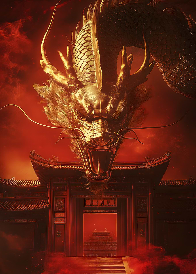 Golden Dragon Red Tori Gate