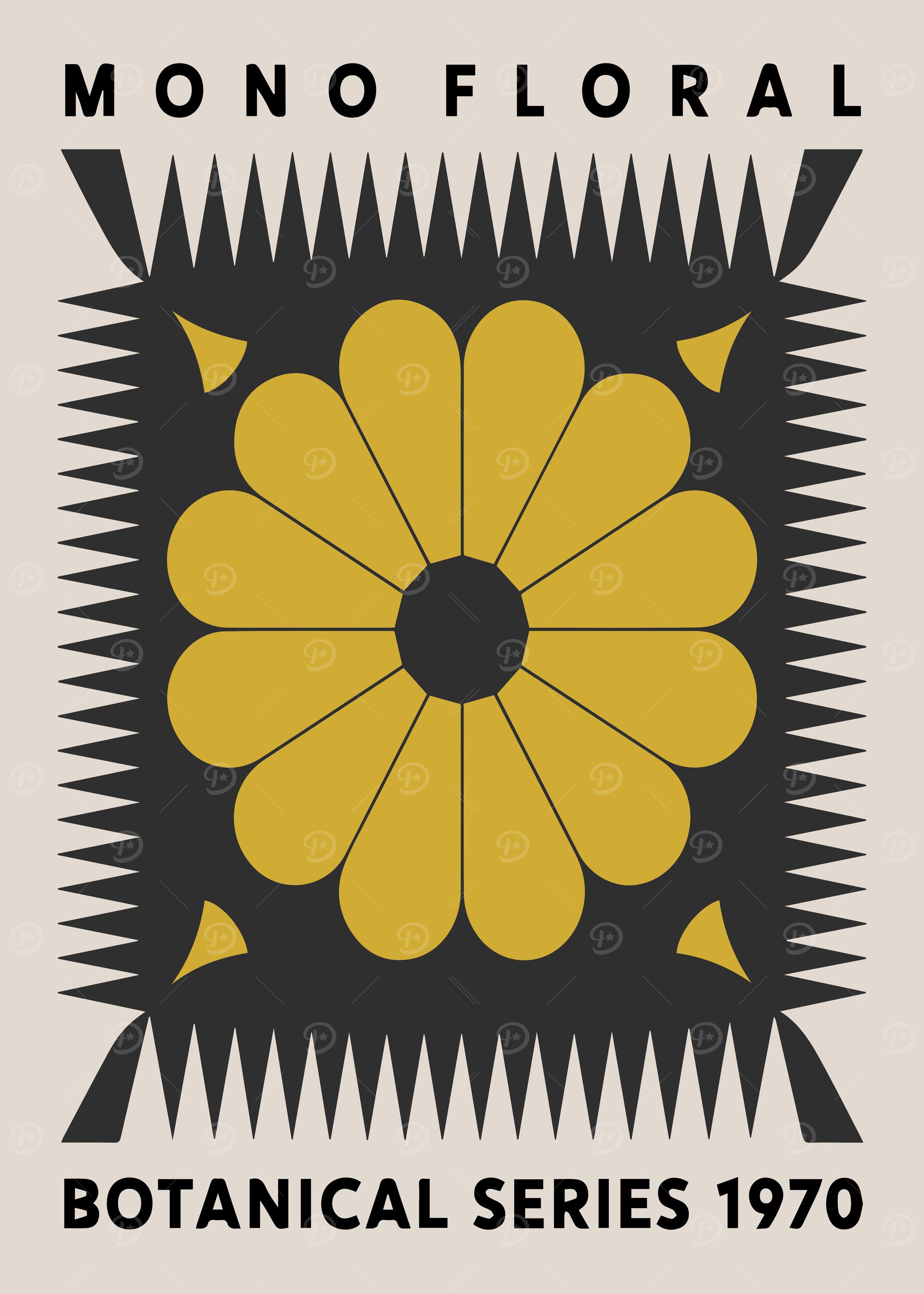 Retro Modern Floral Artwork in Bold Monochrome