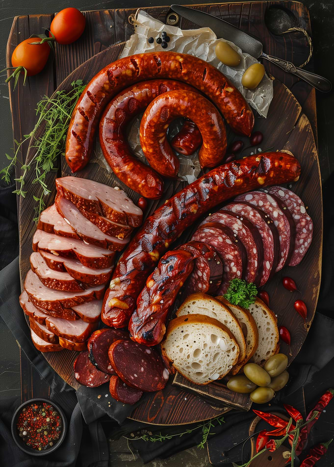 Board with Sausages