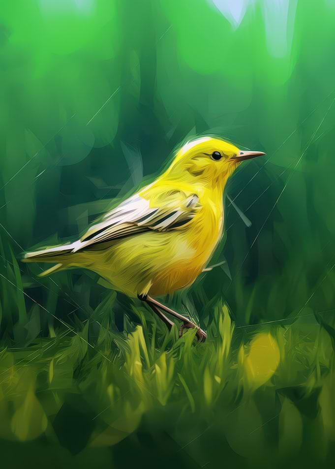 Yellow Bird in Grass